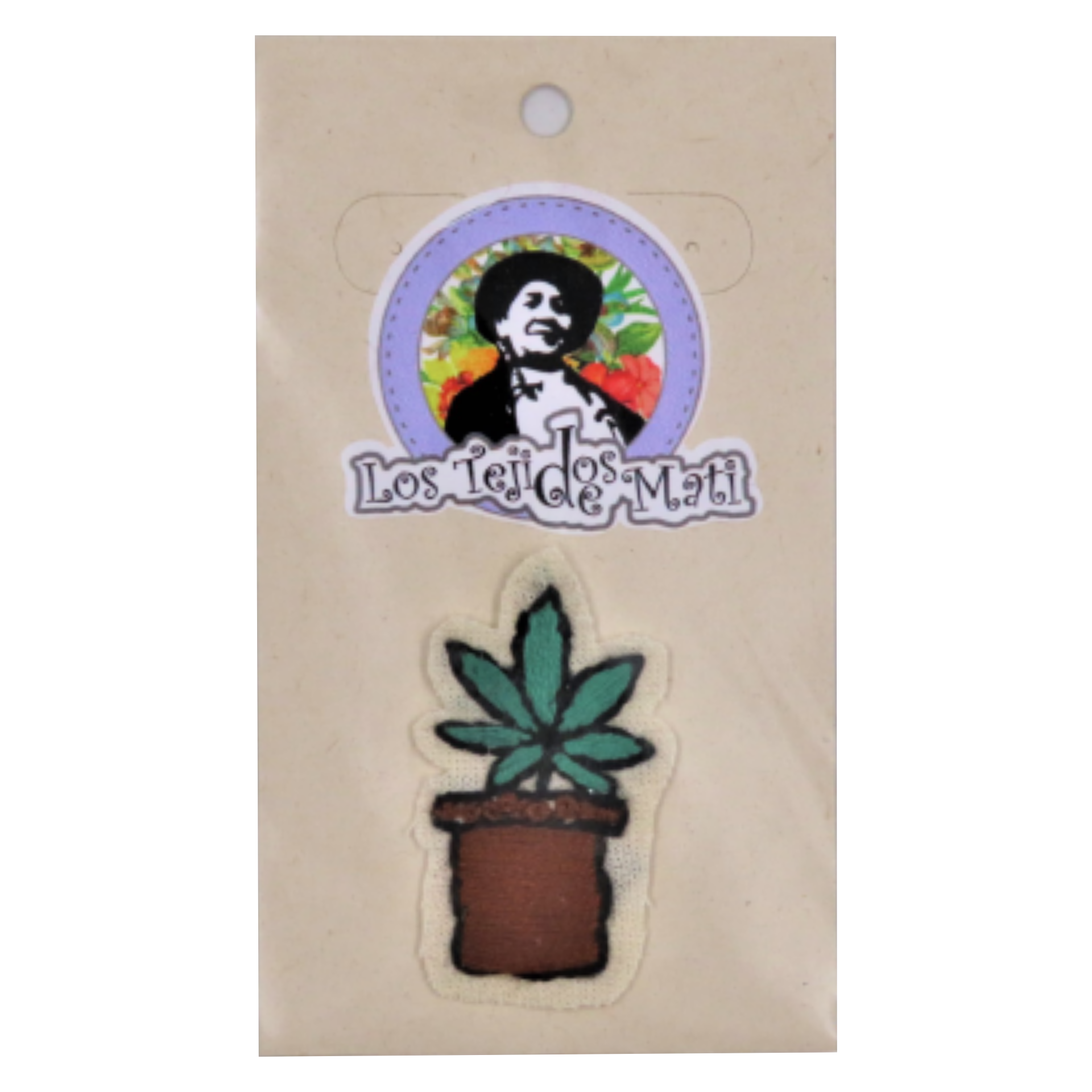 Aplique Bordado a Mano Planta en Maceta