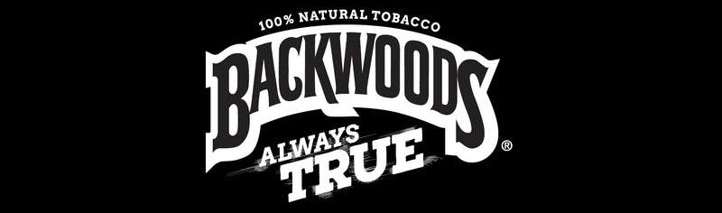 Backwoods Always True logo blanco sobre fondo negro