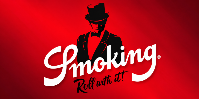 Portada horizontal Smoking roja con logo Smoking y lema Roll with it