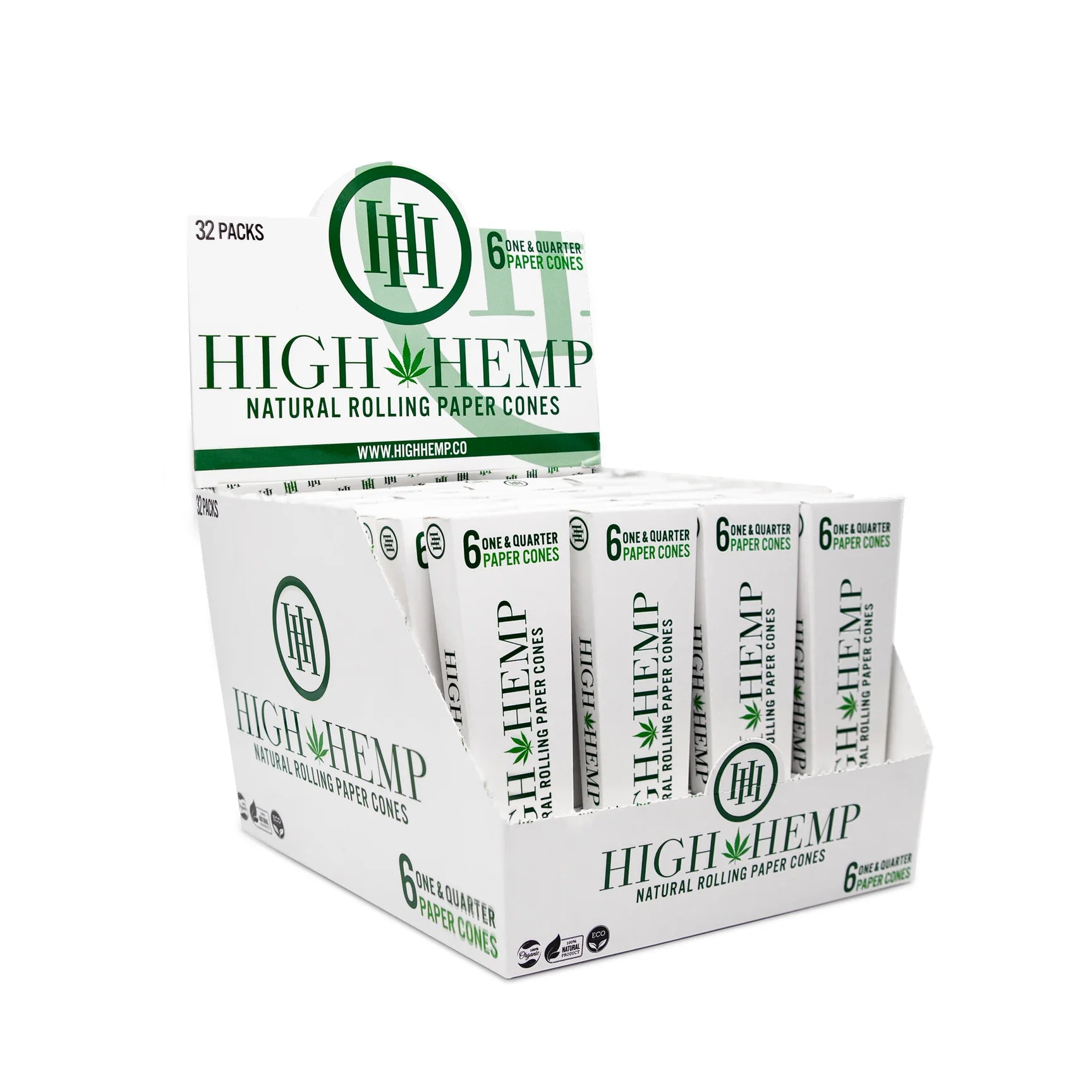 High Hemp Cones 1 1/4 Size (6 Pack)