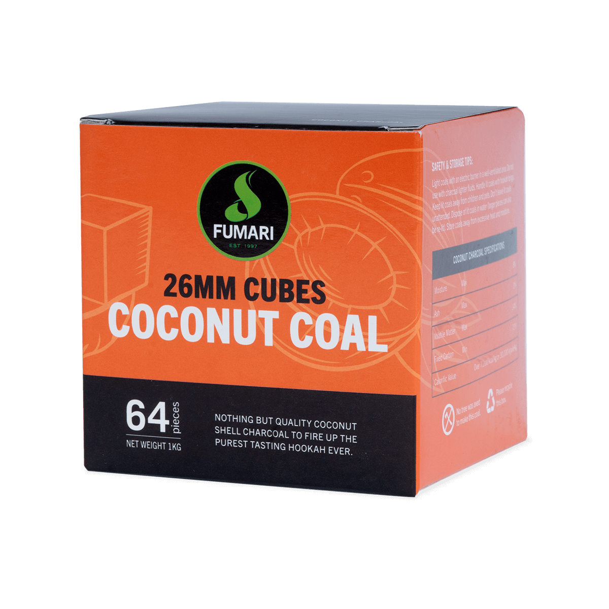 Carbón de coco para Hookah Fumari