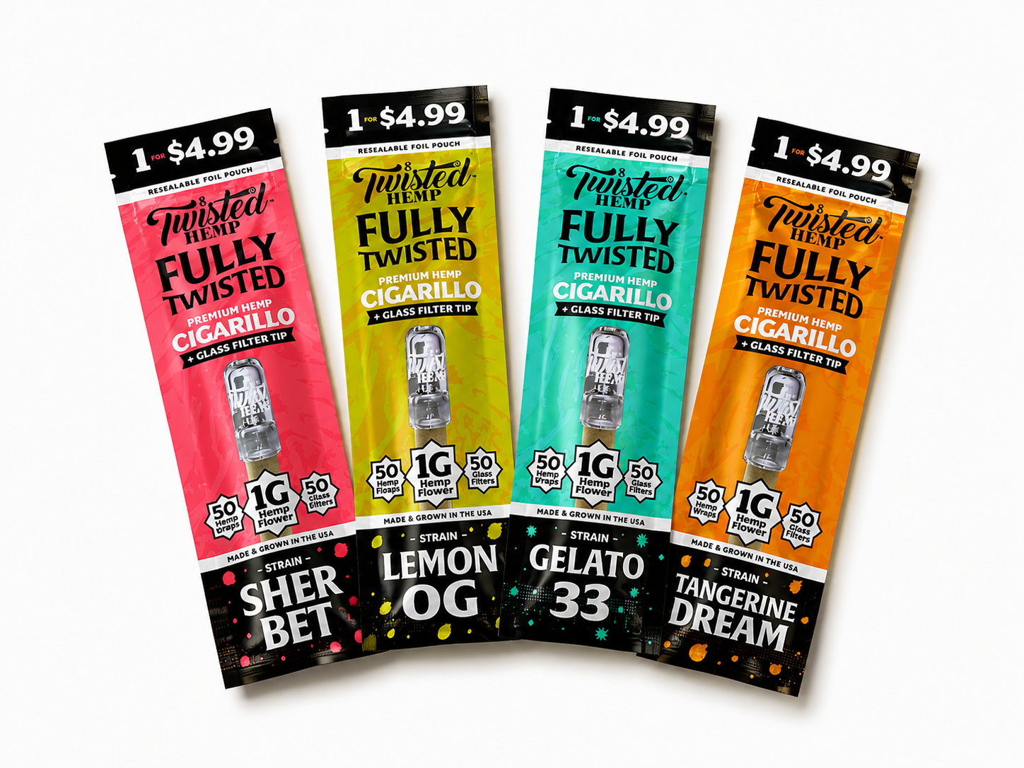 Cigarrillo de CBD + Filtro de vidrio Twisted Hemp