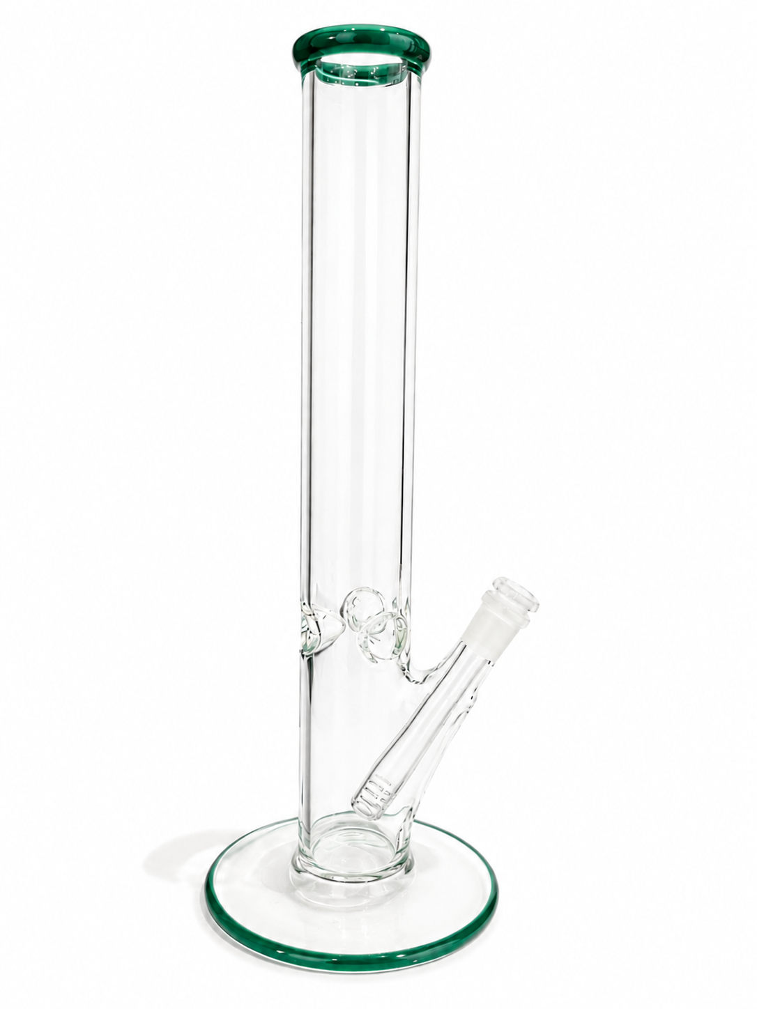 Bong de Vidrio Transparente Recto con Detalles Verdes