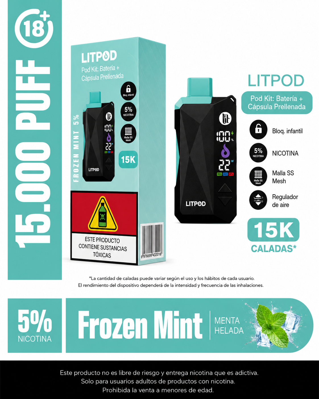 Litpod Pod Kit 15.000 Caladas