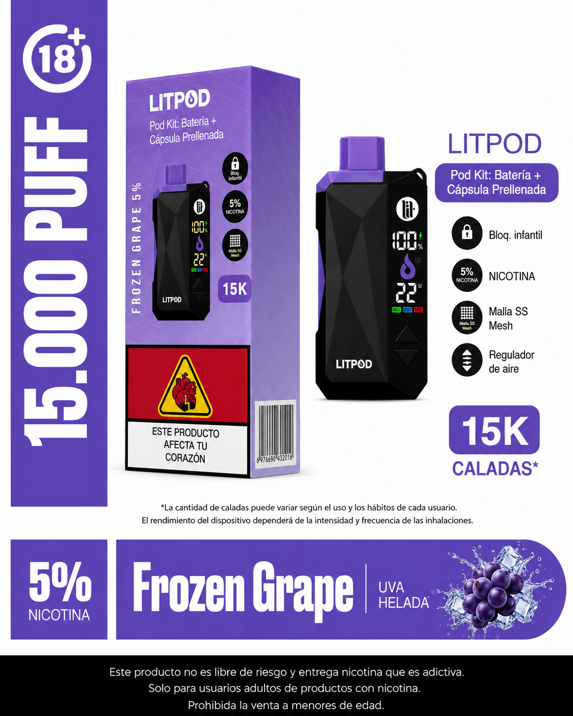Litpod Pod Kit 15.000 Caladas
