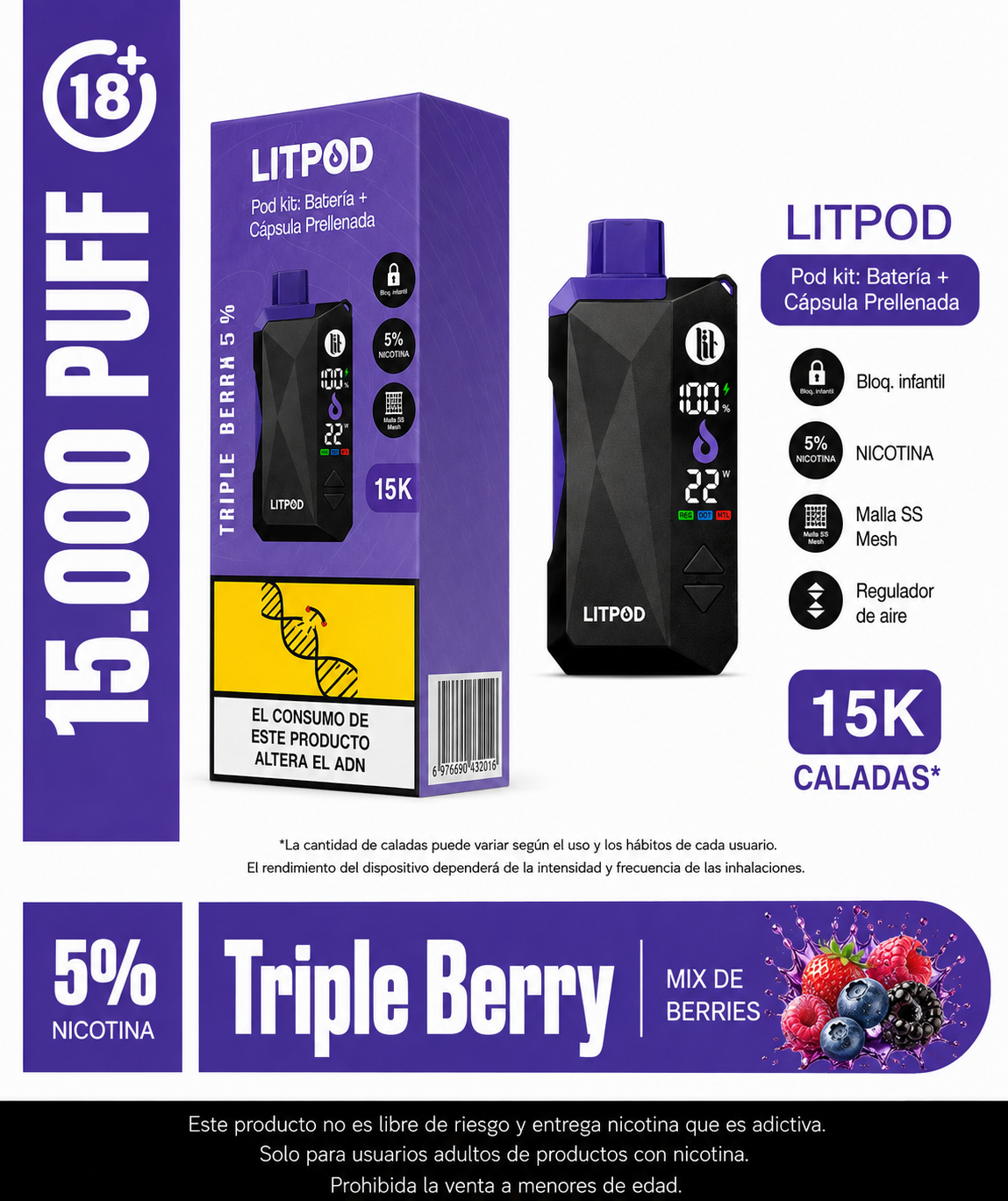 Litpod Pod Kit 15.000 Caladas