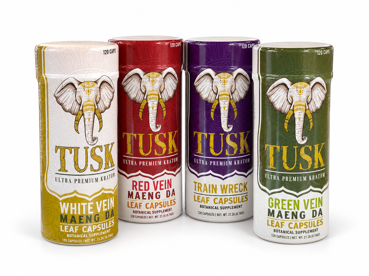 TUSK Ultra Premium Kratom Leaf Capsules – 120 Cápsulas