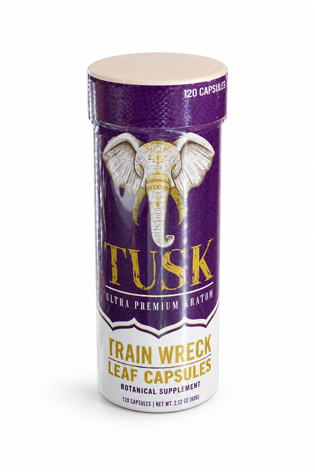 TUSK Ultra Premium Kratom Leaf Capsules – 120 Cápsulas