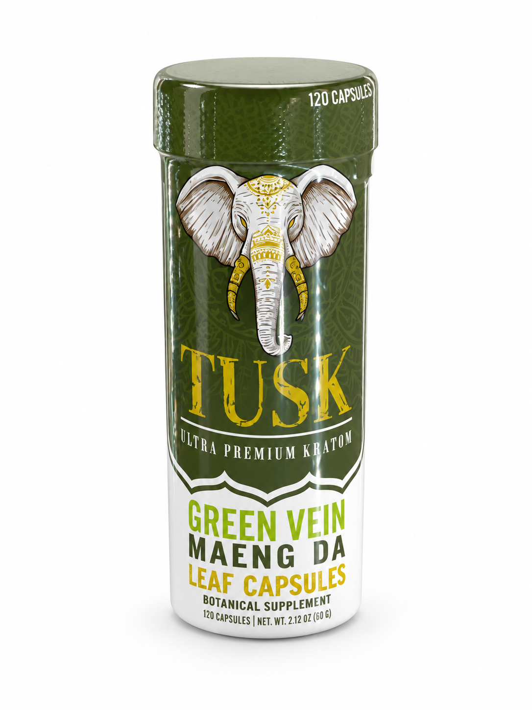 TUSK Ultra Premium Kratom Leaf Capsules – 120 Cápsulas