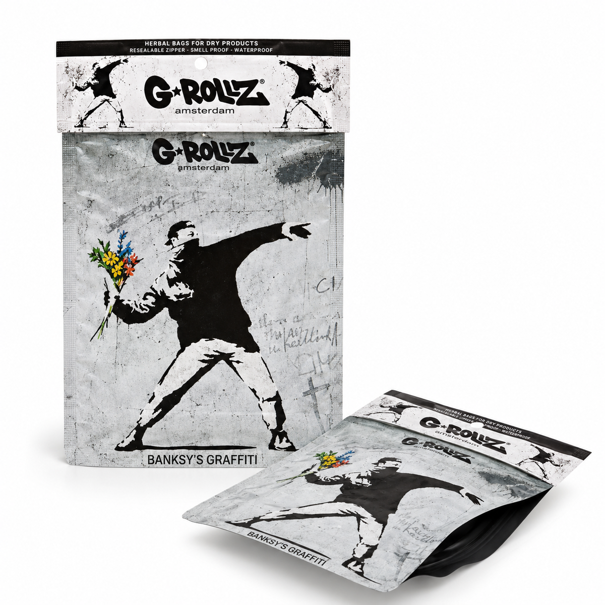 Bolsa G-Rollz Banksy's Graffiti Flower Thrower 100 × 150 mm — unidad