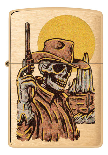 Zippo calavera vaquero dorado