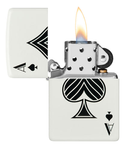 Zippo As de picas Blanco mate