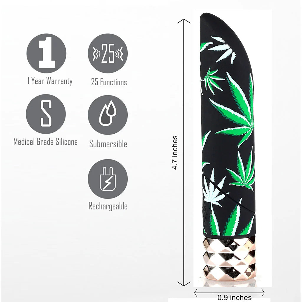 JANE 420 Series Crystal Gems - Bala recargable por USB de 25 funciones