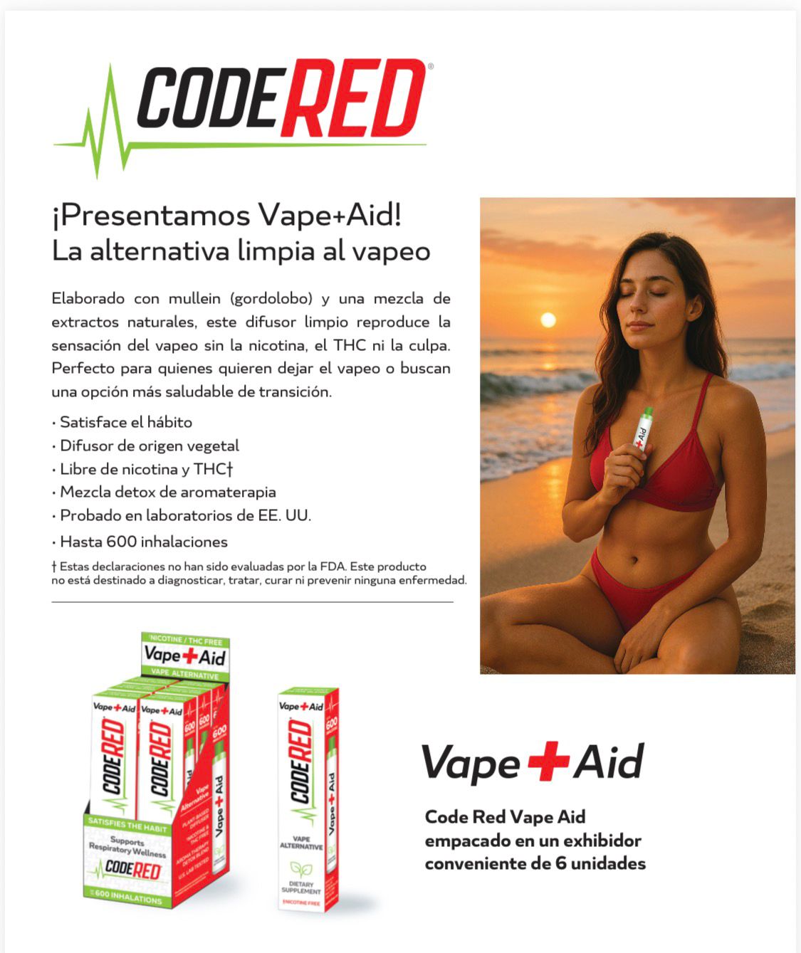 Vape+Aid Code Red – Inhalador Herbal Sin Nicotina