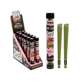 Conos G-Rollz Cheech & Chong Strawberry Cheesecake 1¼ con terpenos — paquete de 2. Venta individual; imagen de referencia del proveedor.