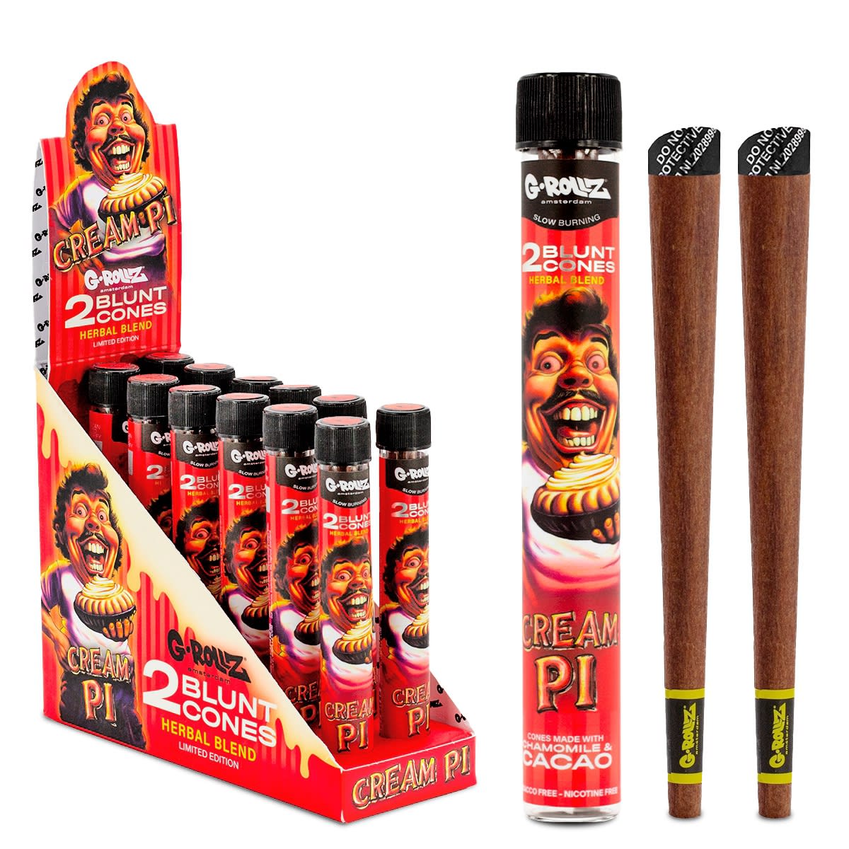 Conos G-Rollz Cream Pi con terpenos — paquete de 2. Venta individual; imagen de referencia del proveedor.