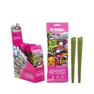 Conos de cáñamo G-Rollz Candy Crunched con terpenos — paquete de 2. Venta individual; imagen de referencia del proveedor.