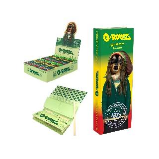 Papeles G-Rollz Reggae cáñamo orgánico 1¼ — papeles + boquillas. Venta individual; imagen de referencia del proveedor.