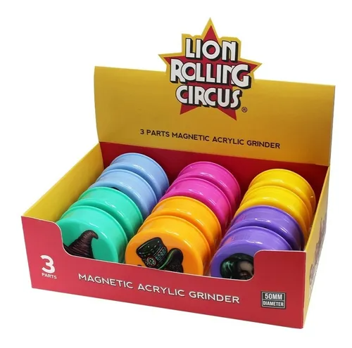 Grinder Acrílico Lion Rolling Circus 3 Partes con imán
