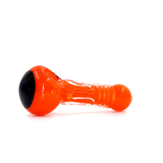 Orange spoon pipe with blue ball