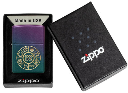 49399 Encendedor zippo símbolo de la suerte iridiscente.