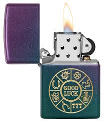 49399 Encendedor zippo símbolo de la suerte iridiscente.